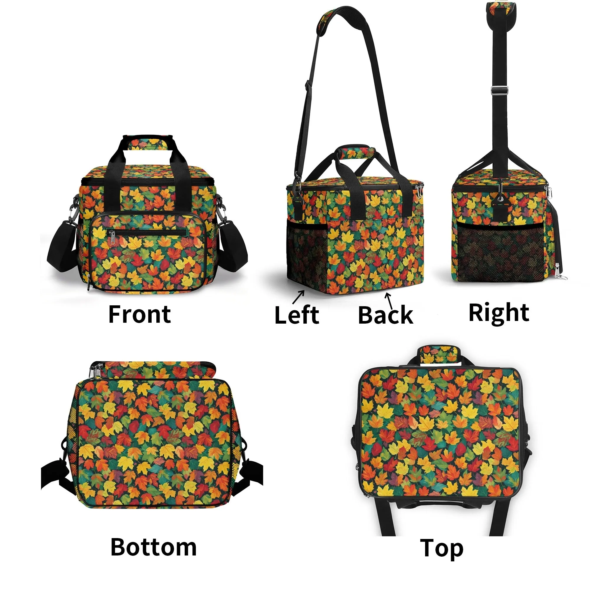 Colorful Leaves Insulated Leakproof Cooler Bag Lunch Box