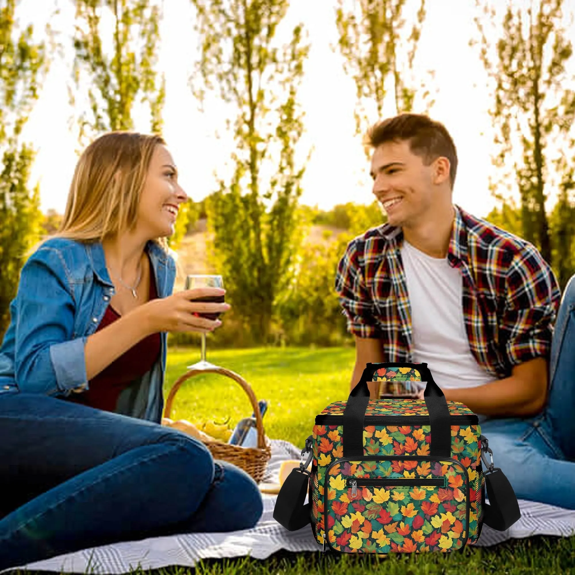 Colorful Leaves Insulated Leakproof Cooler Bag Lunch Box