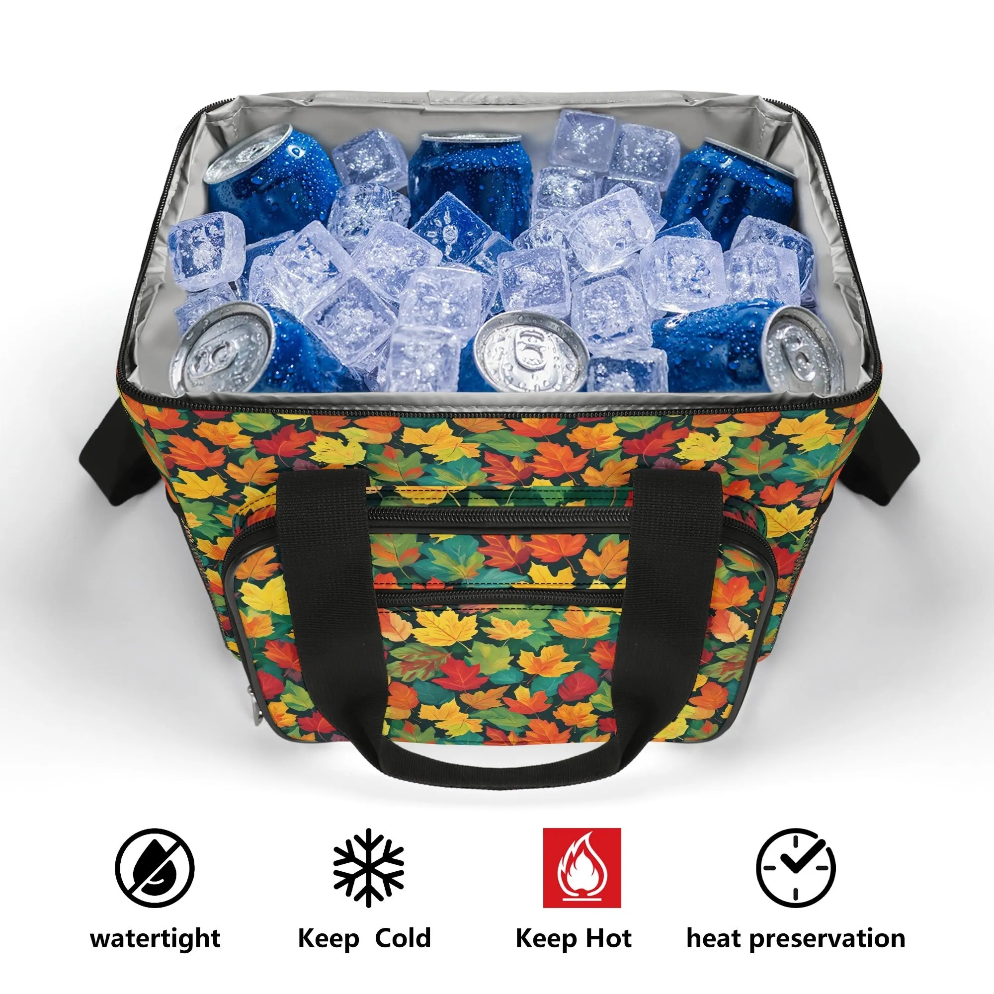 Colorful Leaves Insulated Leakproof Cooler Bag Lunch Box