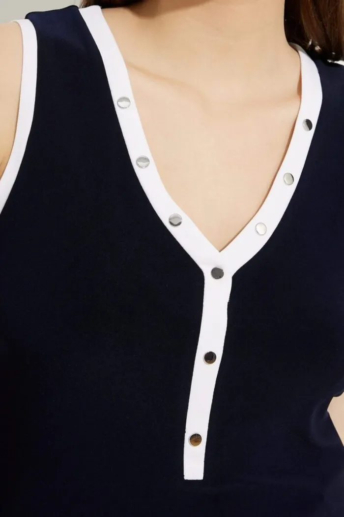 Contrast Trim Sleeveless Top