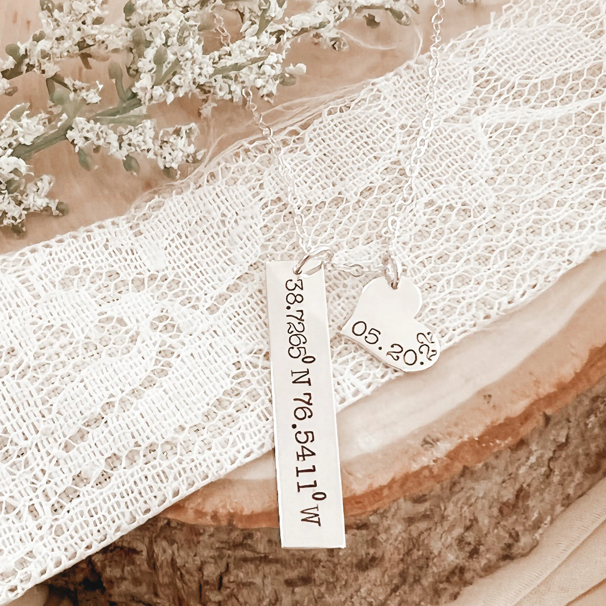 COORDINATES AND DATE NECKLACE