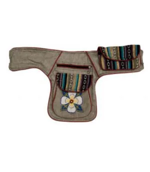 Cotton Embroidered Flower Fanny Pack