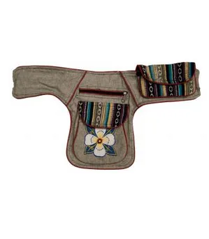 Cotton Embroidered Flower Fanny Pack