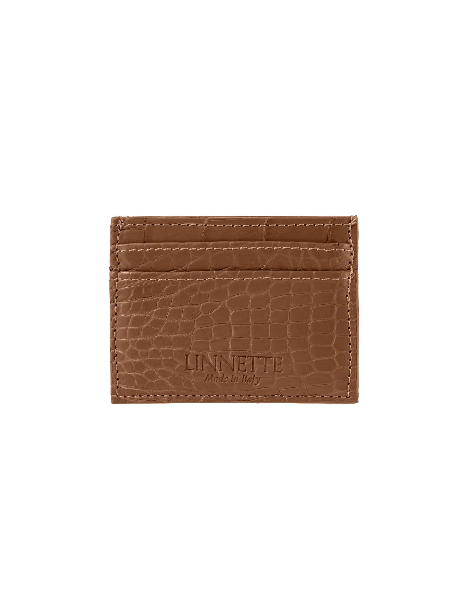 Crocodile Card Holder Brown