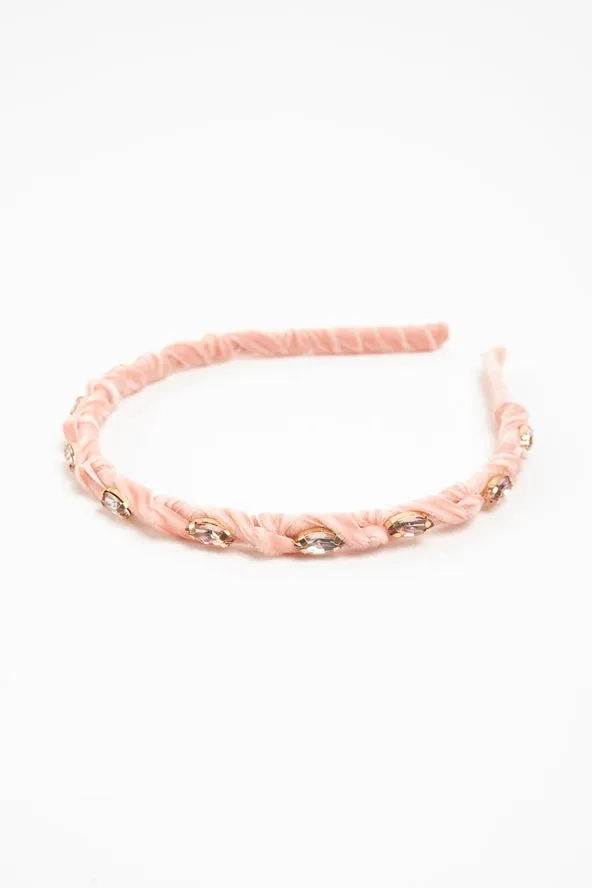Dakota Skinny Velvet Headband - Blush
