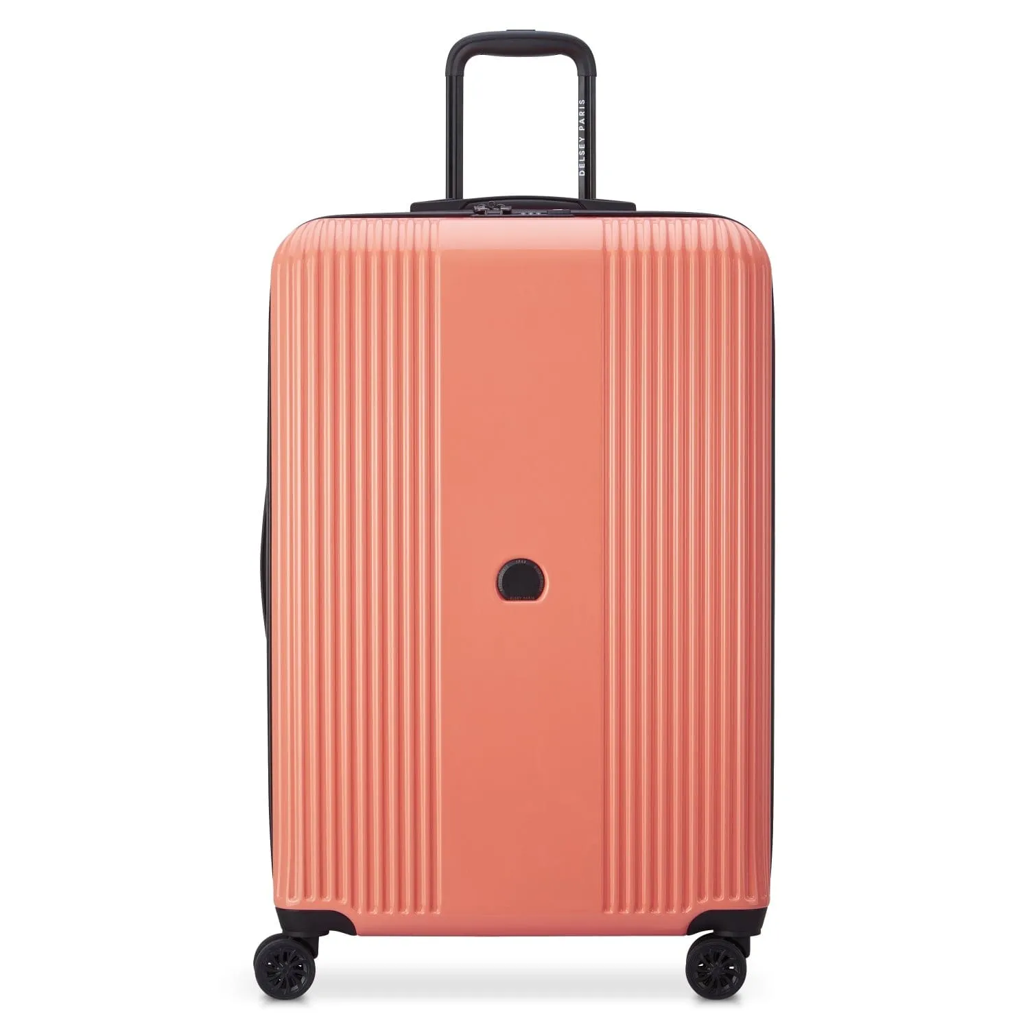 Delsey Ophelie 55 70 82cm Hardcase 4 Double Wheel Expandable Cabin & Check-In Luggage Trolley Set Glossy Pink   FREE Delsey Agreable Backpack