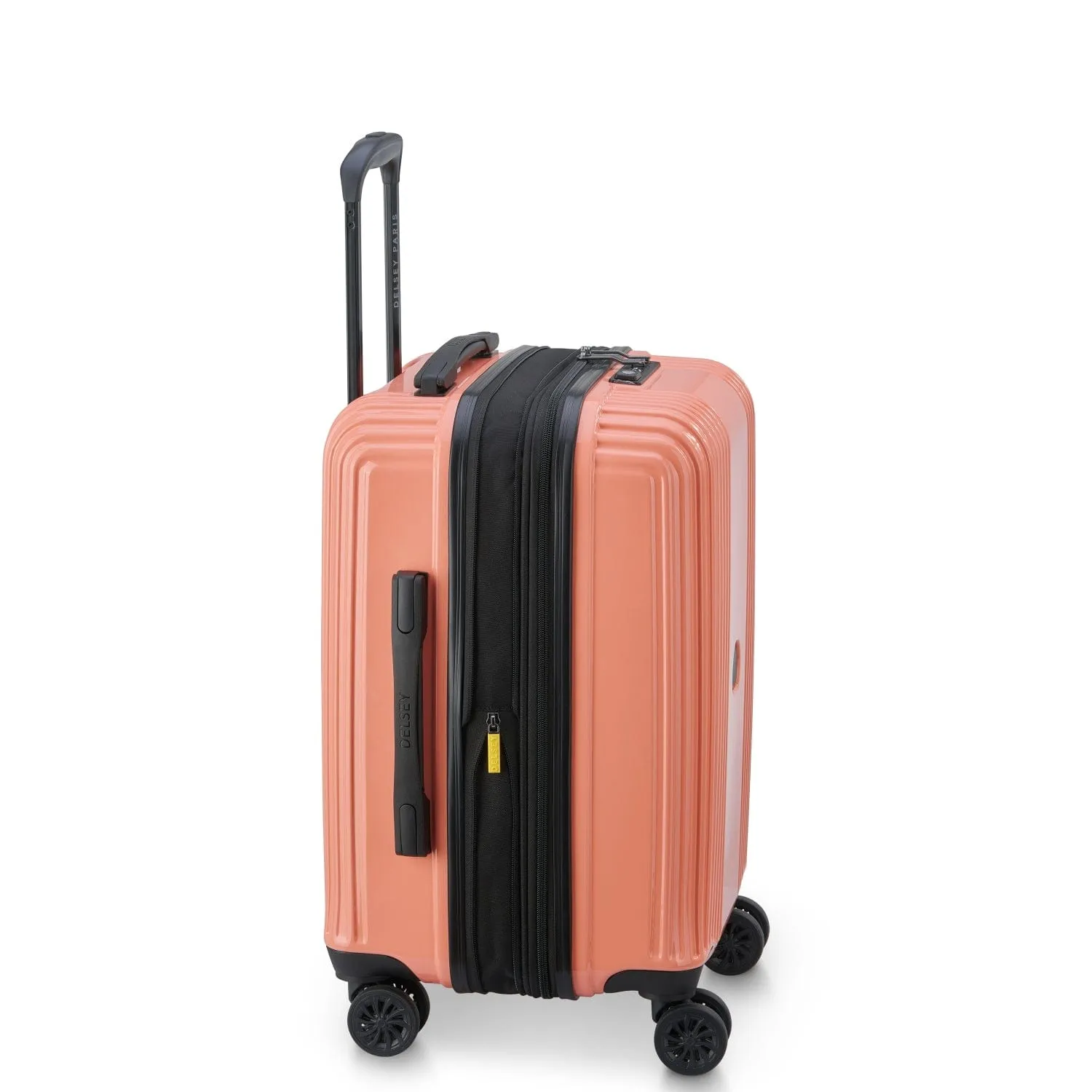 Delsey Ophelie 55 70 82cm Hardcase 4 Double Wheel Expandable Cabin & Check-In Luggage Trolley Set Glossy Pink   FREE Delsey Agreable Backpack