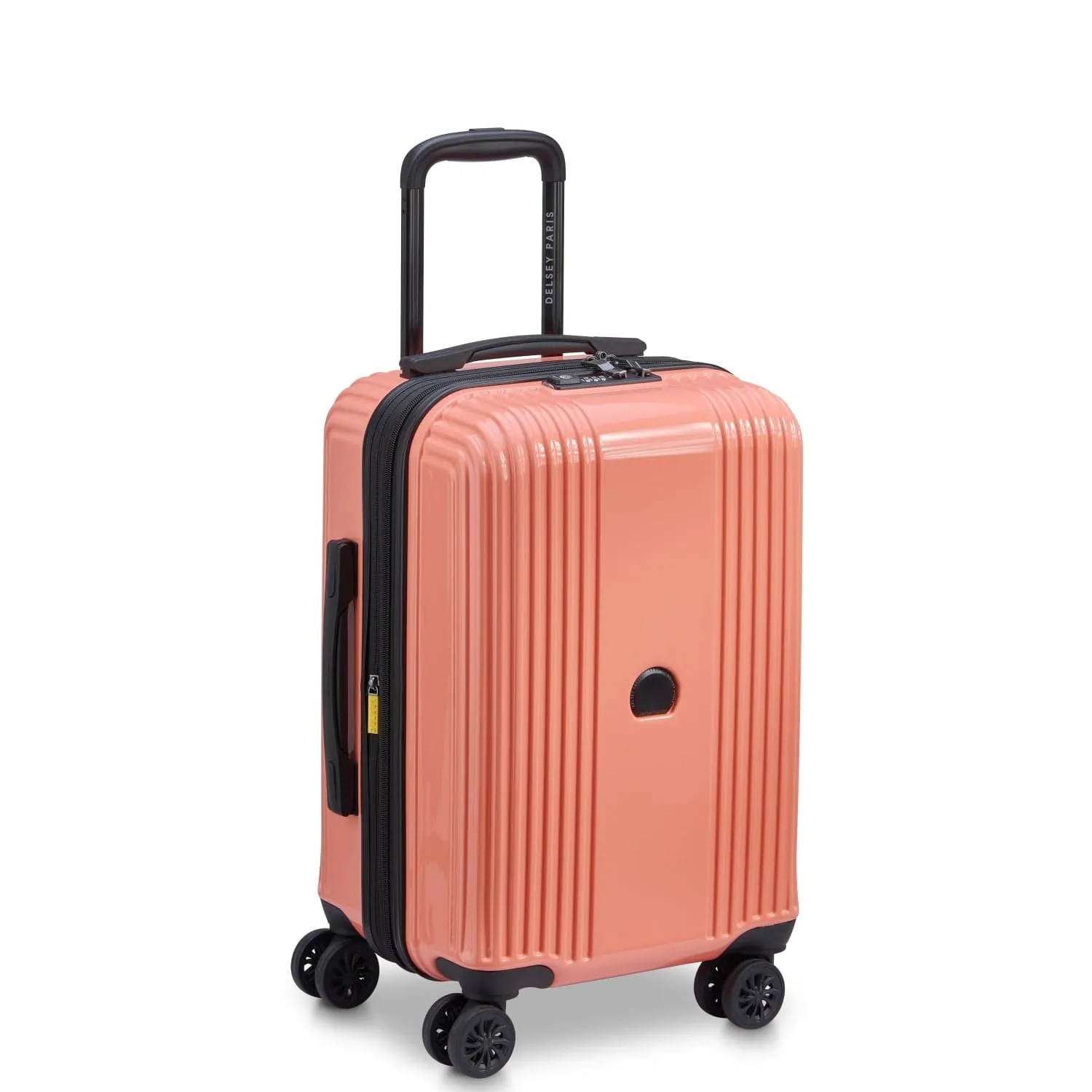 Delsey Ophelie 55 70 82cm Hardcase 4 Double Wheel Expandable Cabin & Check-In Luggage Trolley Set Glossy Pink   FREE Delsey Agreable Backpack