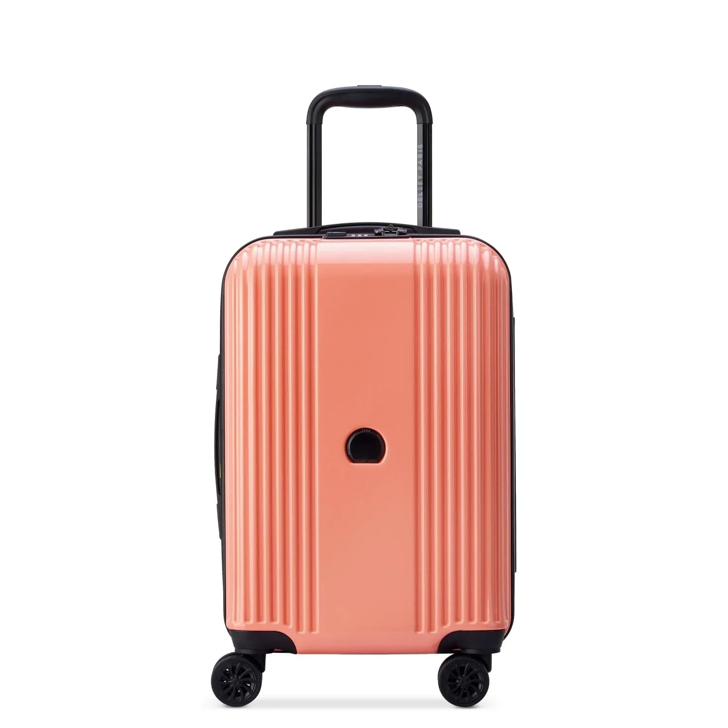 Delsey Ophelie 55 70 82cm Hardcase 4 Double Wheel Expandable Cabin & Check-In Luggage Trolley Set Glossy Pink   FREE Delsey Agreable Backpack