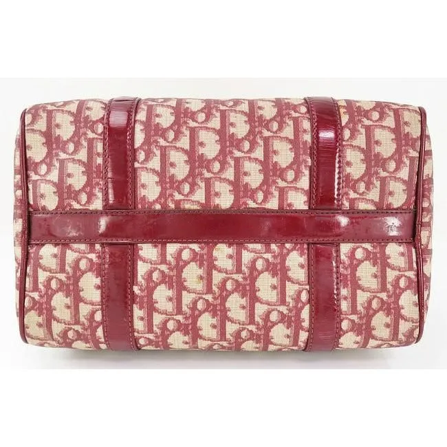 Dior Red Trotter Print Coated Canvas And Leather Satchel