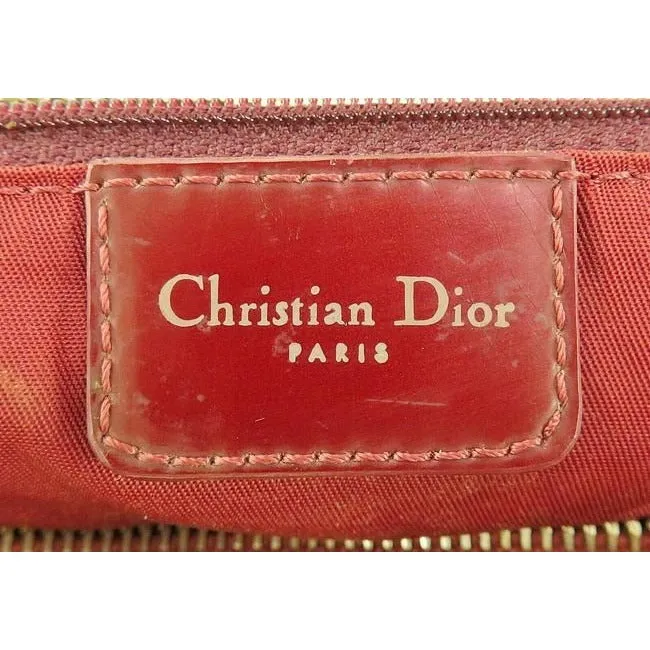 Dior Red Trotter Print Coated Canvas And Leather Satchel