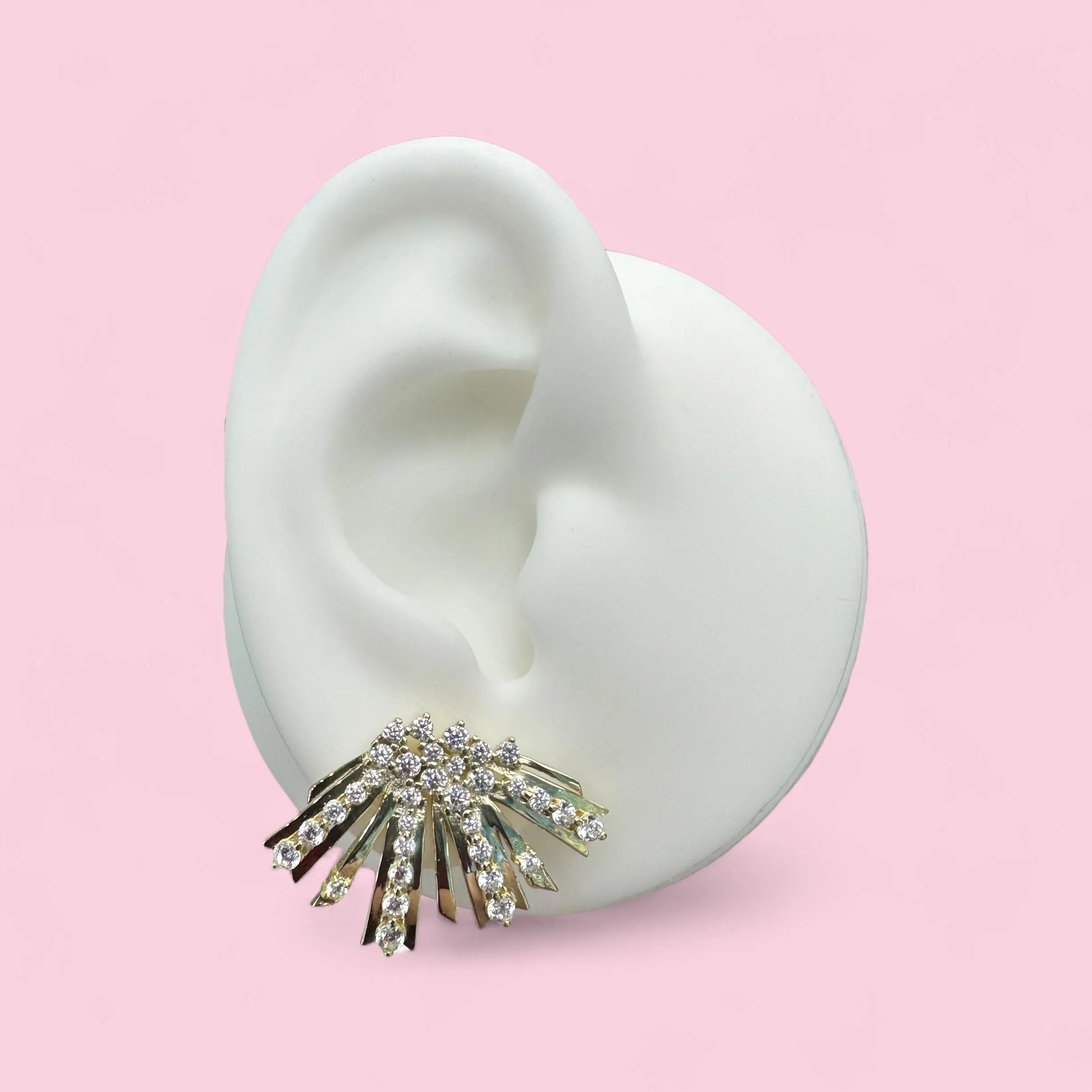 Dressy Starburst Earring with CZ Sones - Gold or Silver