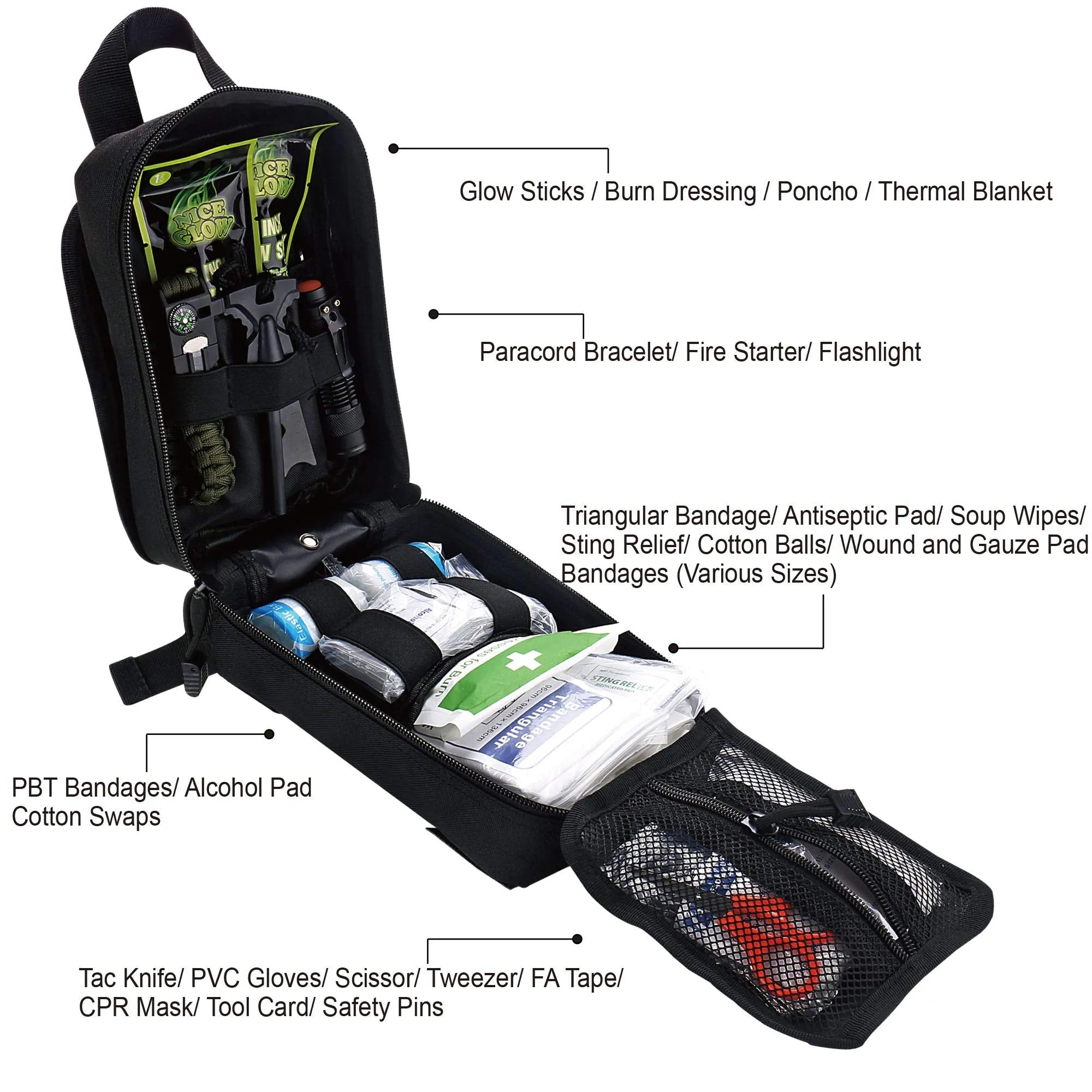 EVERLIT 250 Pieces Survival First Aid Kit IFAK Molle System Compatible Outdoor Gear Emergency Kits Trauma Bag for Camping Boat Hunting Hiking Home Car Earthquake and Adventures (Black)