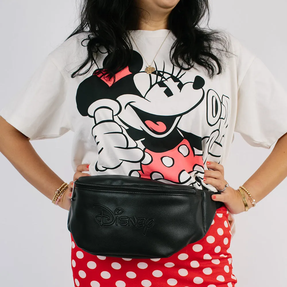 Fanny Pack - Embossed Black PU - DISNEY Signature Text Centered
