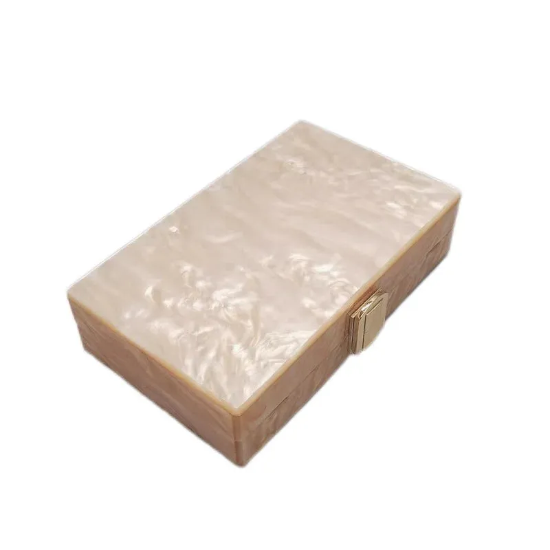 Fashion Women Pearl White Bridal Handbag Acrylic Evening Bag Wedding Clutch Purse For Bridesmaid