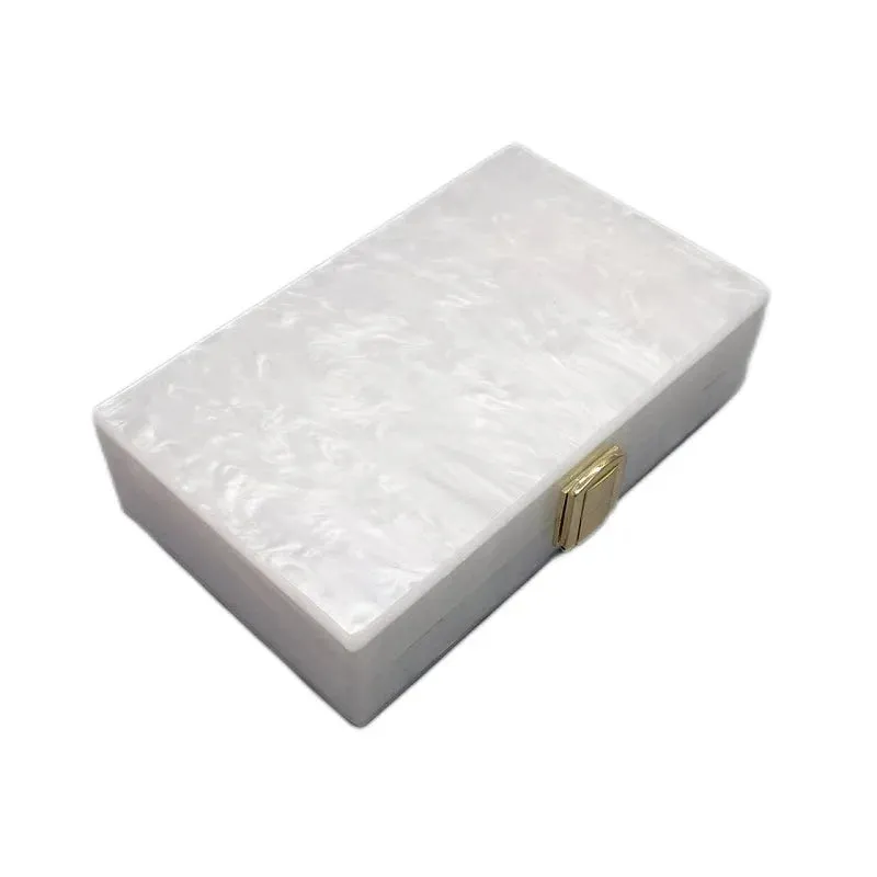 Fashion Women Pearl White Bridal Handbag Acrylic Evening Bag Wedding Clutch Purse For Bridesmaid