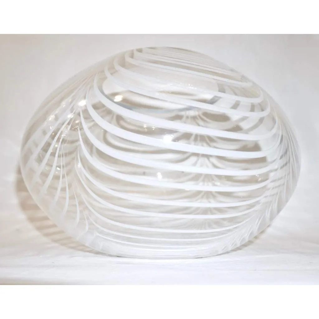 Formia 1970s Modern Italian Crystal Murano Glass Bowl with White Swags