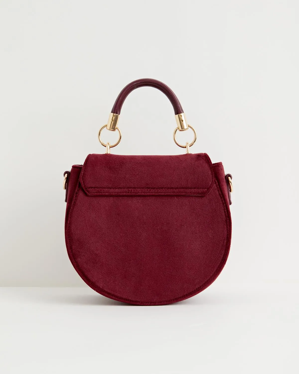Fox & Mushroom Embroidered Saddle Bag - Redcurrant Velvet