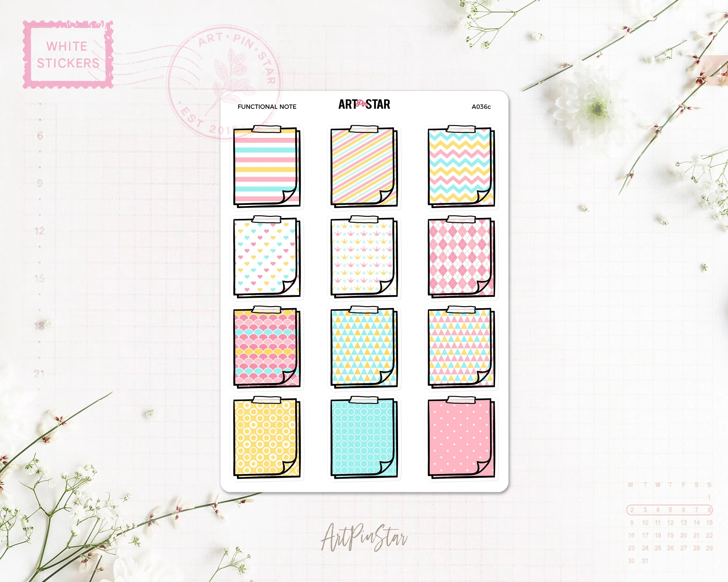 Functional Note White Stickers