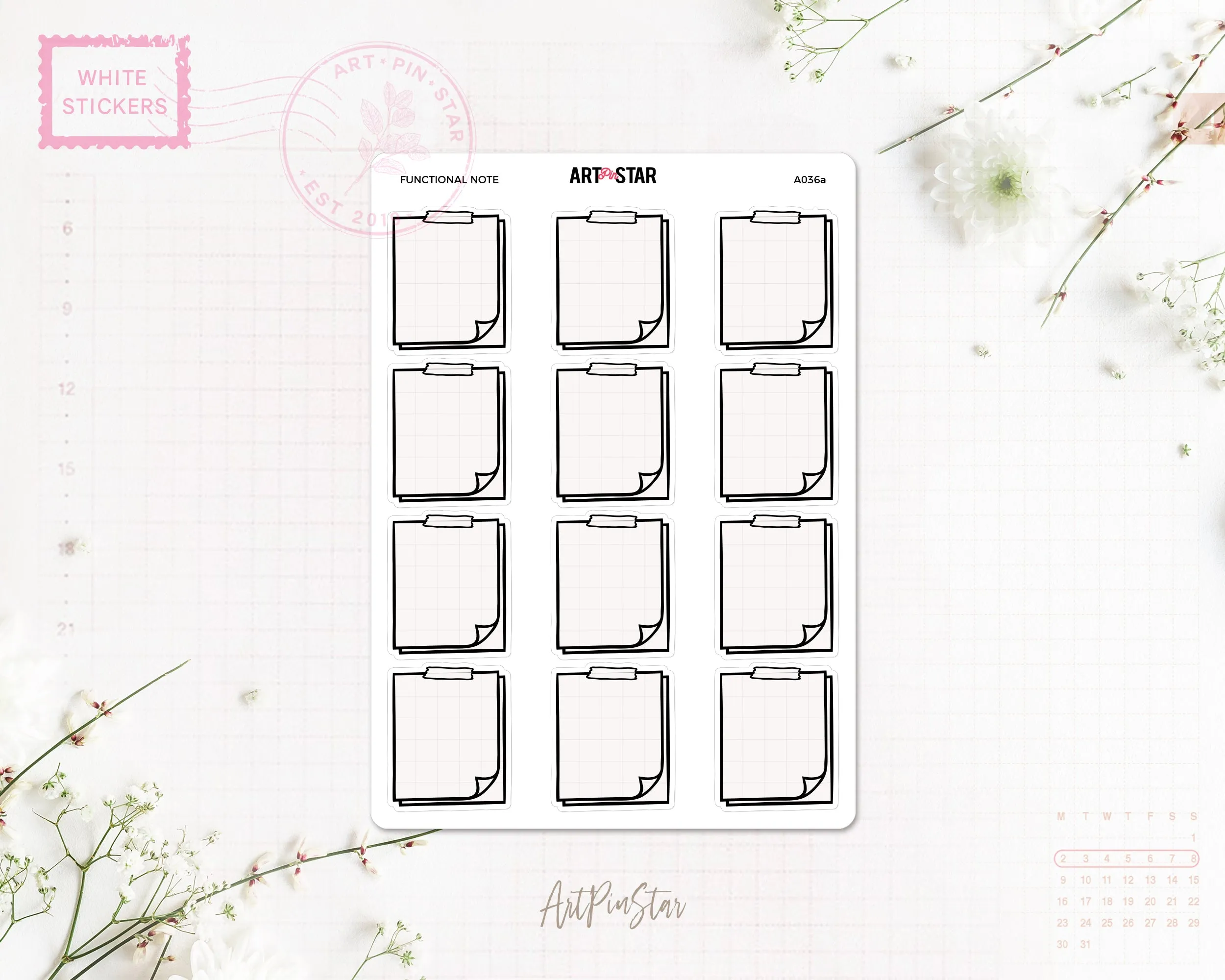 Functional Note White Stickers