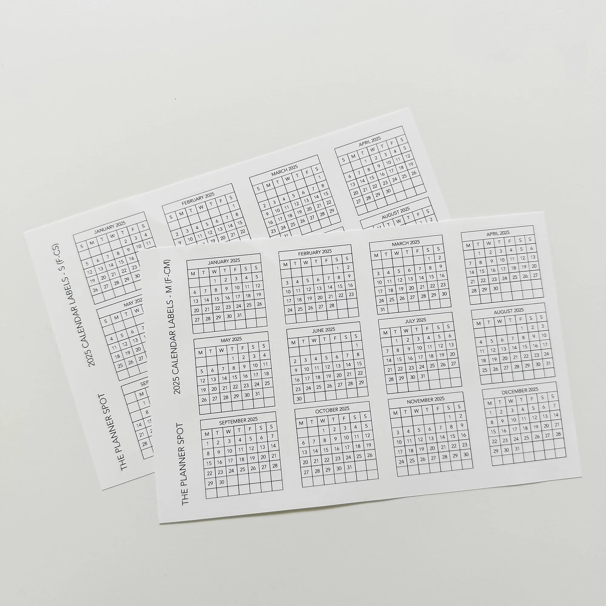 Functional Planner Stickers - 2025 Monthly Calendar Labels