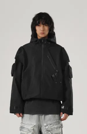 Functional Wind Multi Pocket Hooded Rushing Jacket