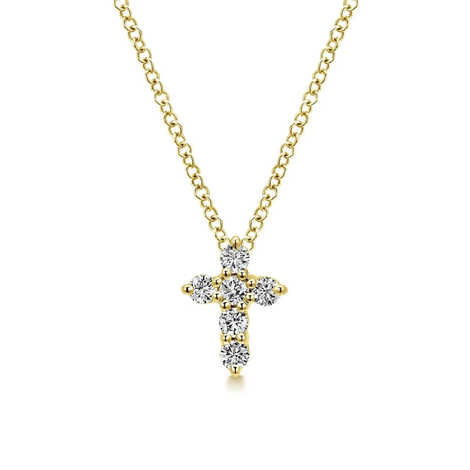 Gabriel & Co. Small Prong Set Diamond Cross Pendant