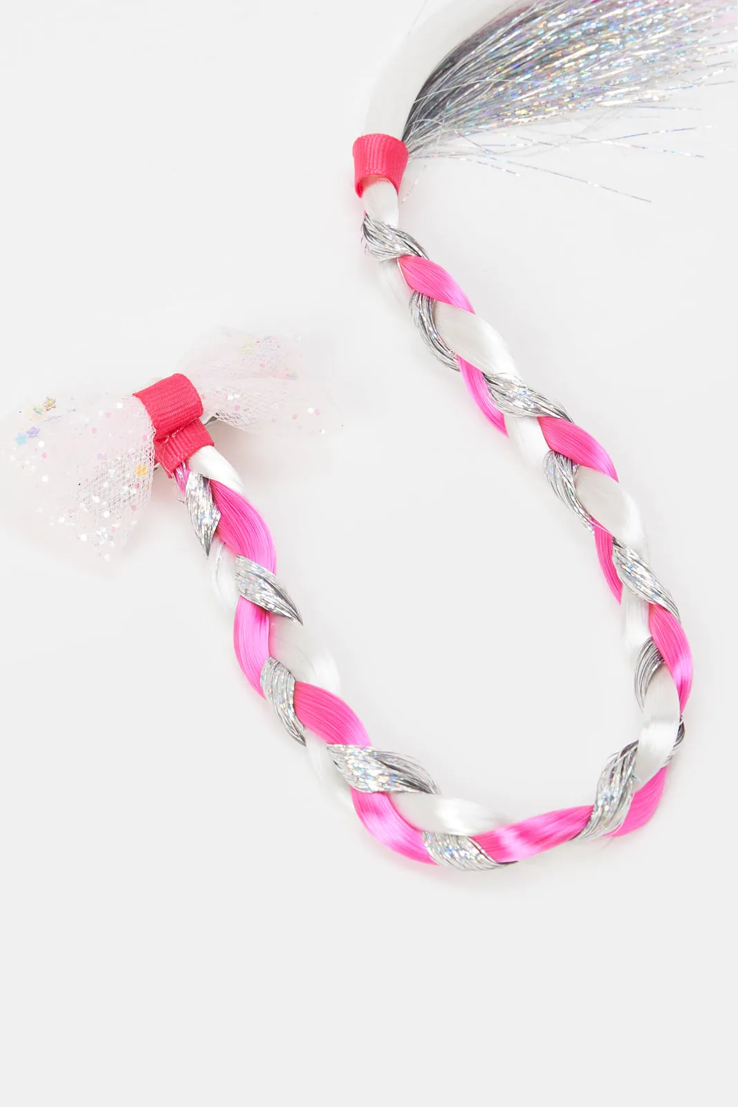 Girls Pink Synthetic Braid Hair Clip