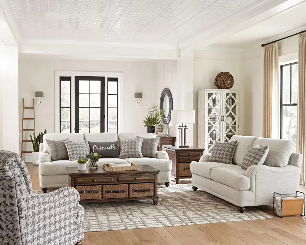 Glenn 2 Piece Cushion Back Living Room Set Light Grey