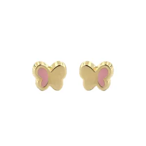 Gold & Pink Butterfly Earrings