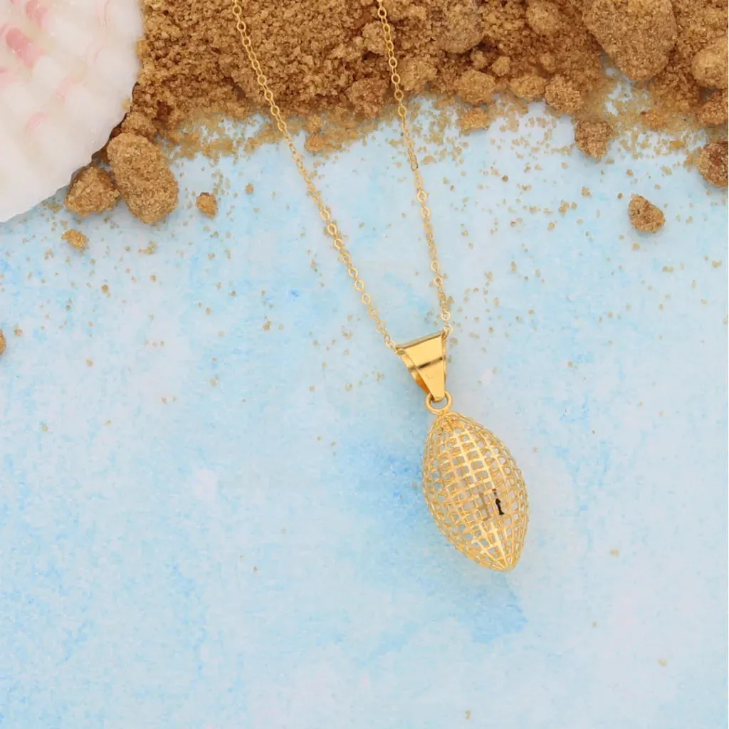 Gold Necklace (Chain With Striking Floral Mesh Pendant) 21KT - FKJNKL21KM7939