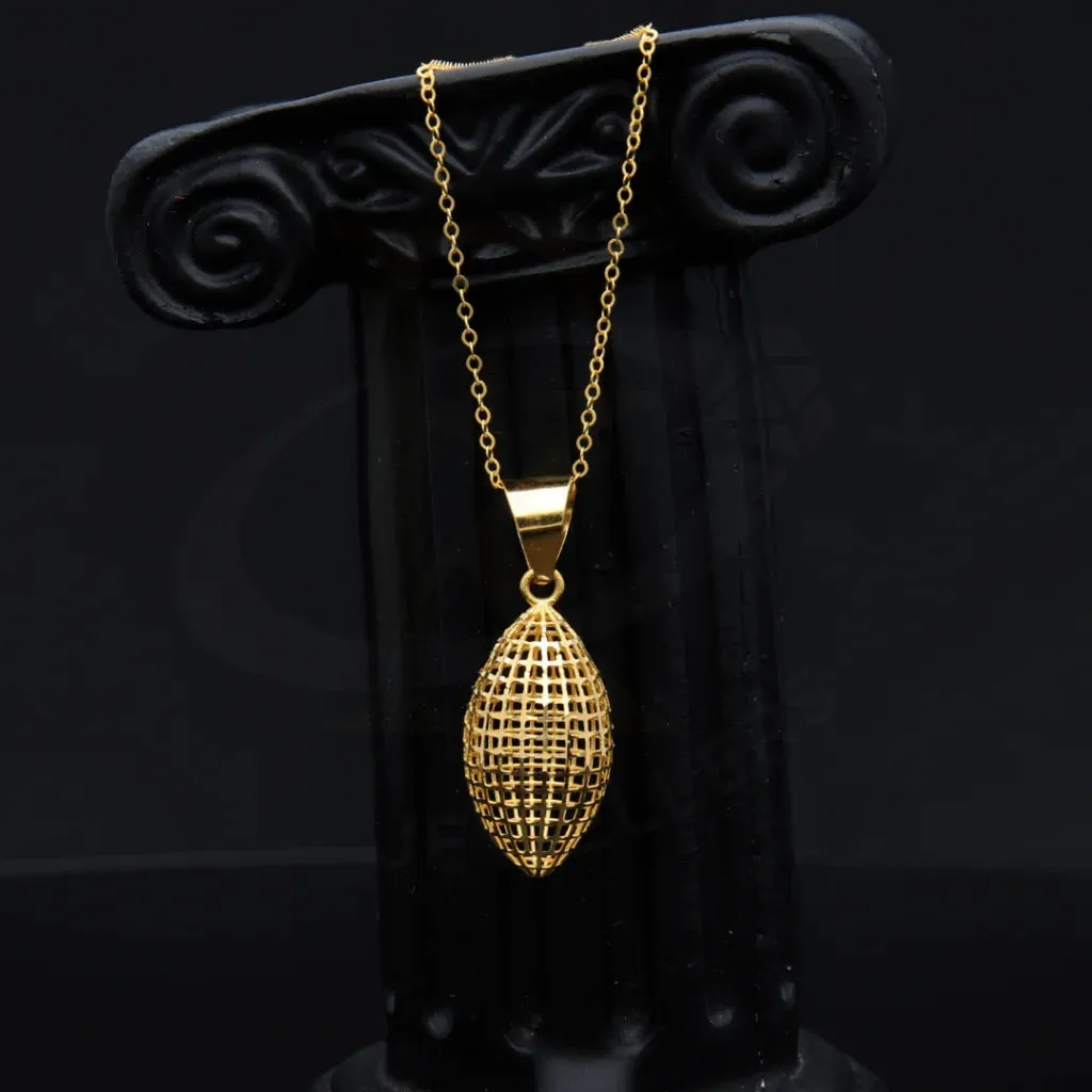 Gold Necklace (Chain With Striking Floral Mesh Pendant) 21KT - FKJNKL21KM7939