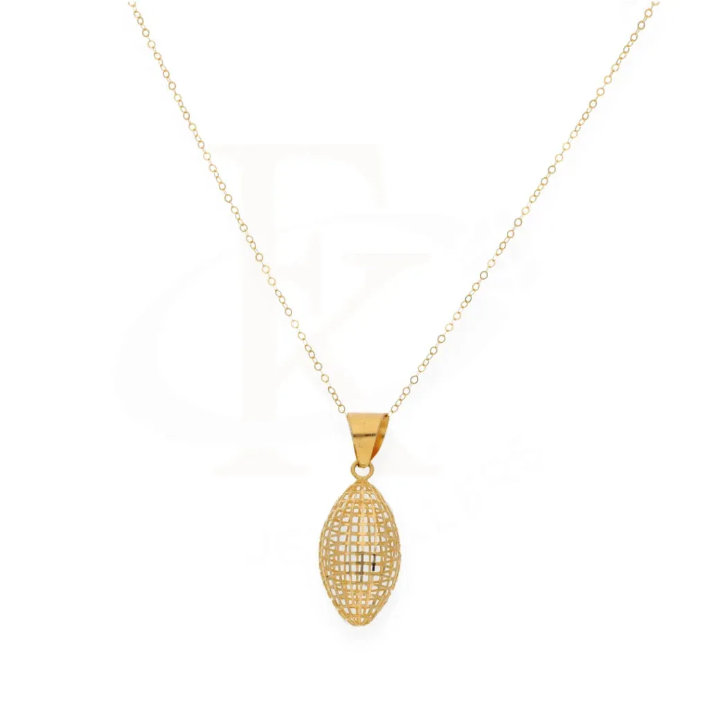 Gold Necklace (Chain With Striking Floral Mesh Pendant) 21KT - FKJNKL21KM7939