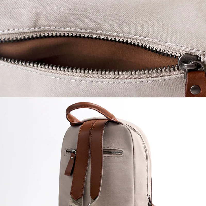 Green Canvas and Leather Rucksacks Bag Hiking Backpack Purse for Women