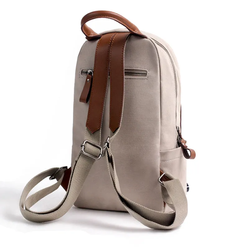 Green Canvas and Leather Rucksacks Bag Hiking Backpack Purse for Women