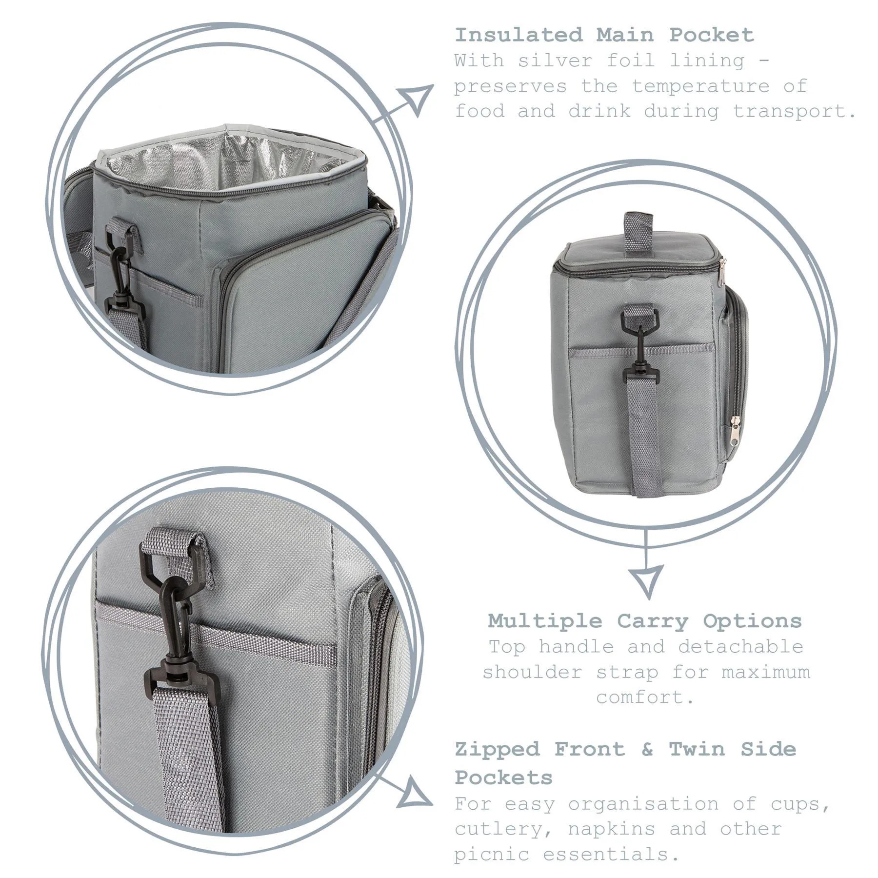 Grey Large Insulated Cool Bag - By Nicola Spring