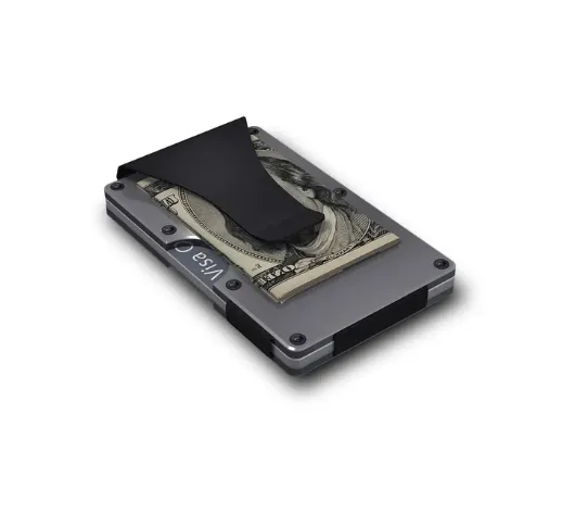 GRID WALLET - Grid Metal Wallet in Titanium