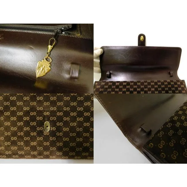 Gucci Clutch Guccissima Suede Leather Two Way Style Clutch Micro G Print In Browns Suede