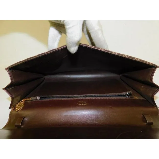 Gucci Clutch Guccissima Suede Leather Two Way Style Clutch Micro G Print In Browns Suede