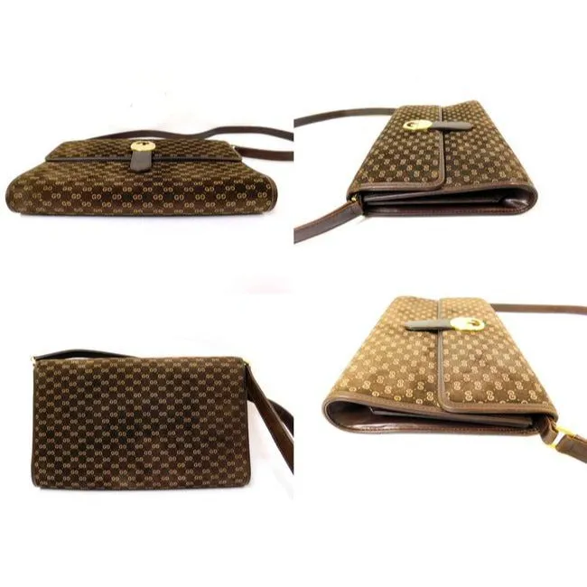 Gucci Clutch Guccissima Suede Leather Two Way Style Clutch Micro G Print In Browns Suede
