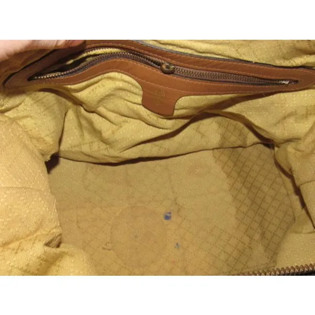 Gucci Micro Guccissima Print Canvasleather Sherry Line Top Handle Brown Leather And Gg Leather Satch
