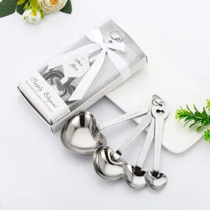 Heart Shaped Stainless Steel measuring spoon Party Favor in White Gift Box