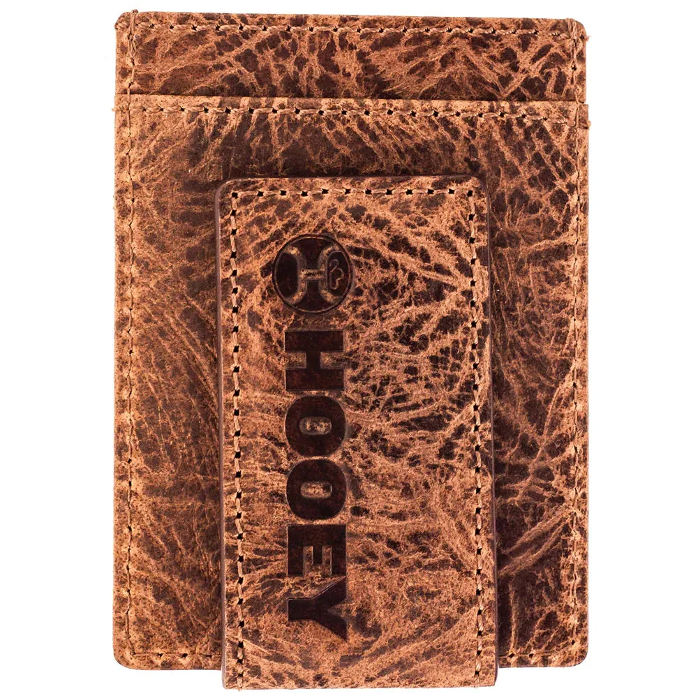 Hooey "Sawyer" Ostrich Print Leather Money Clip Wallet