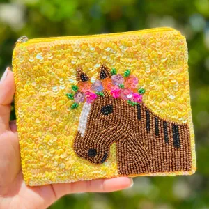 Horse Beaded Coin Purse