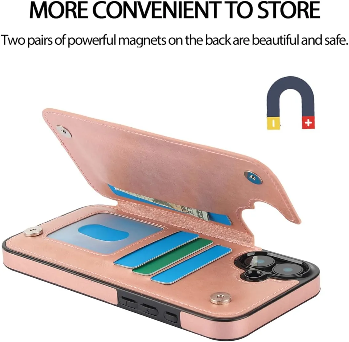 iPhone 16 Plus Flip Folio Wallet Case Credit Card Holder Slot PU Leather Cover 6.7 inch Blue