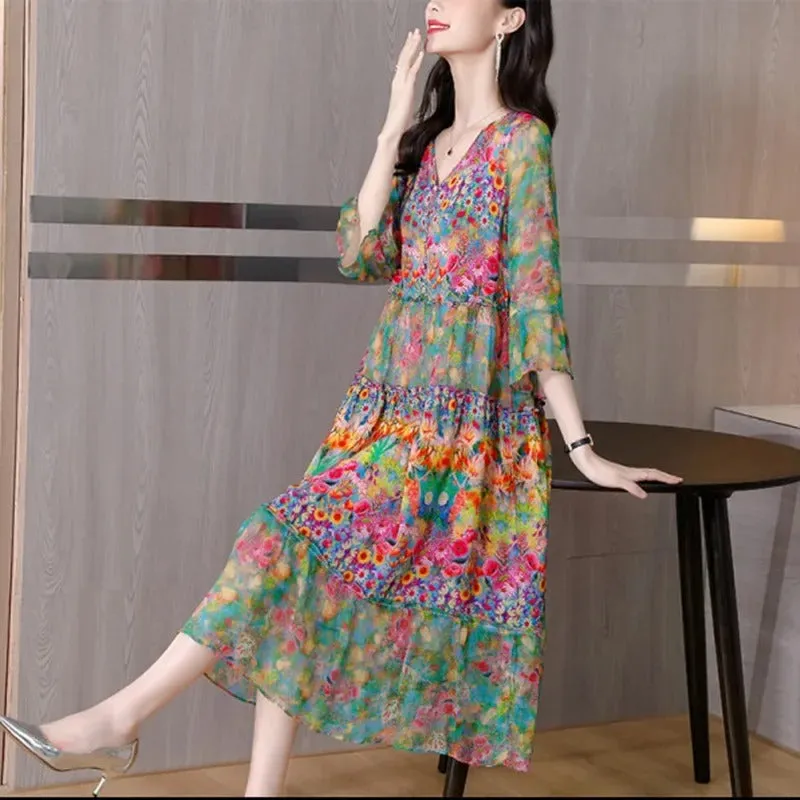Isolde - Luxurious Long Printed Dress for Women
