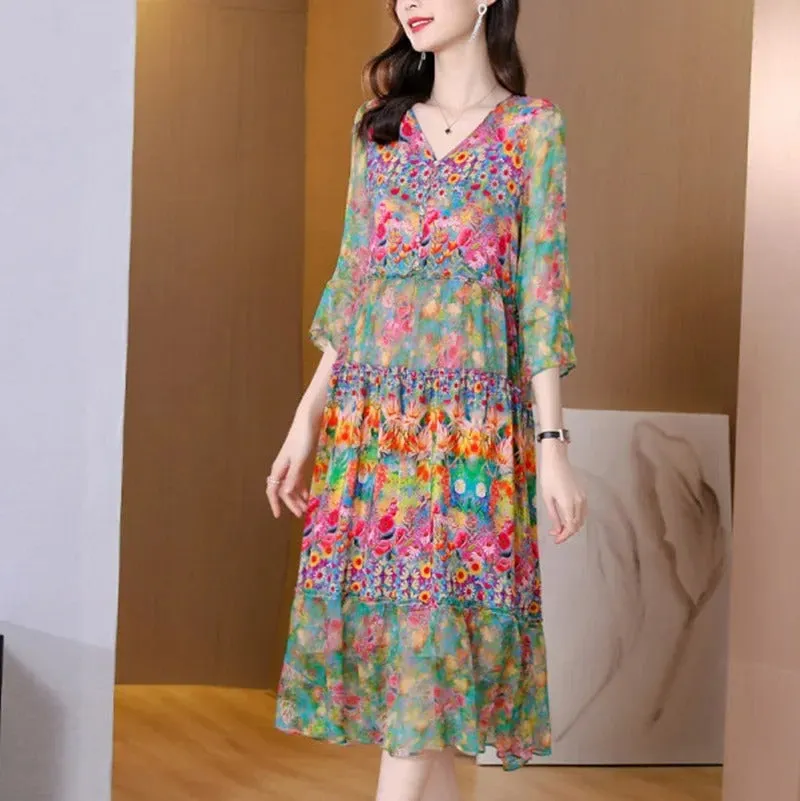 Isolde - Luxurious Long Printed Dress for Women