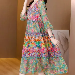 Isolde - Luxurious Long Printed Dress for Women