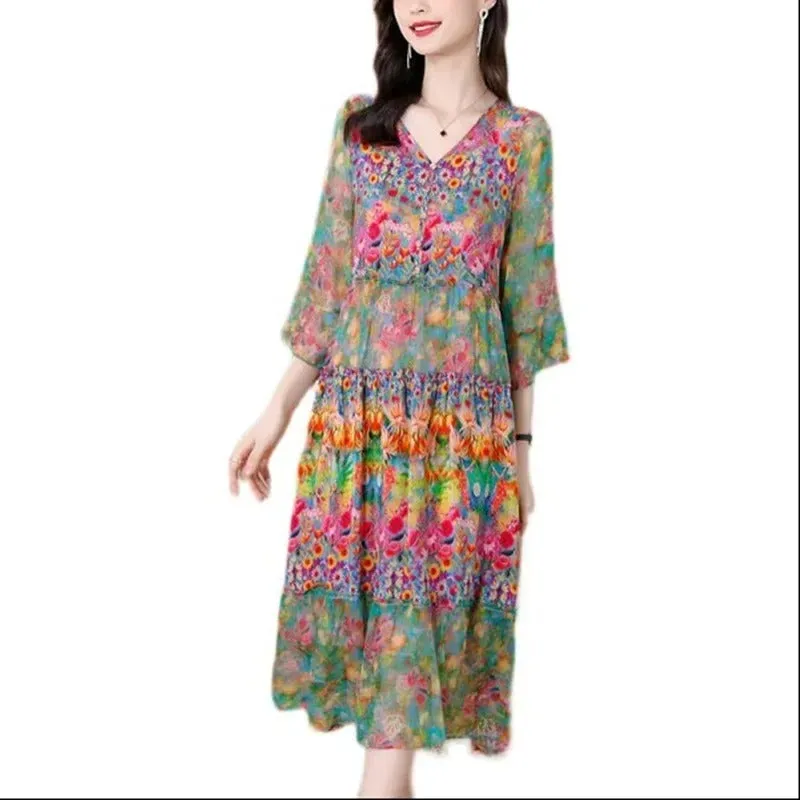 Isolde - Luxurious Long Printed Dress for Women
