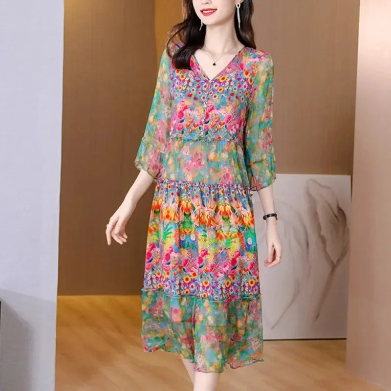 Isolde - Luxurious Long Printed Dress for Women